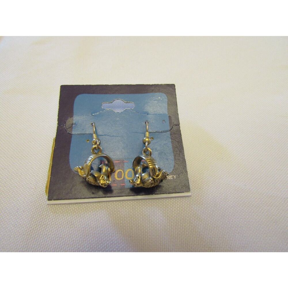 Disney "Winnie the Pooh" Gold Tone Piglet Dangly Earrings Character Park Cartoon